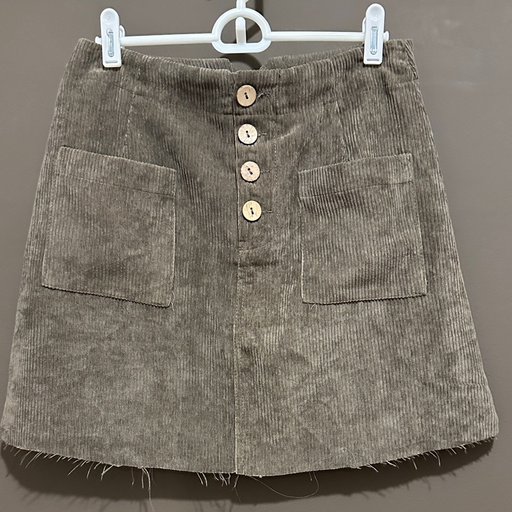 Altar'd State Taupe Corduroy Skirt MEDIUM